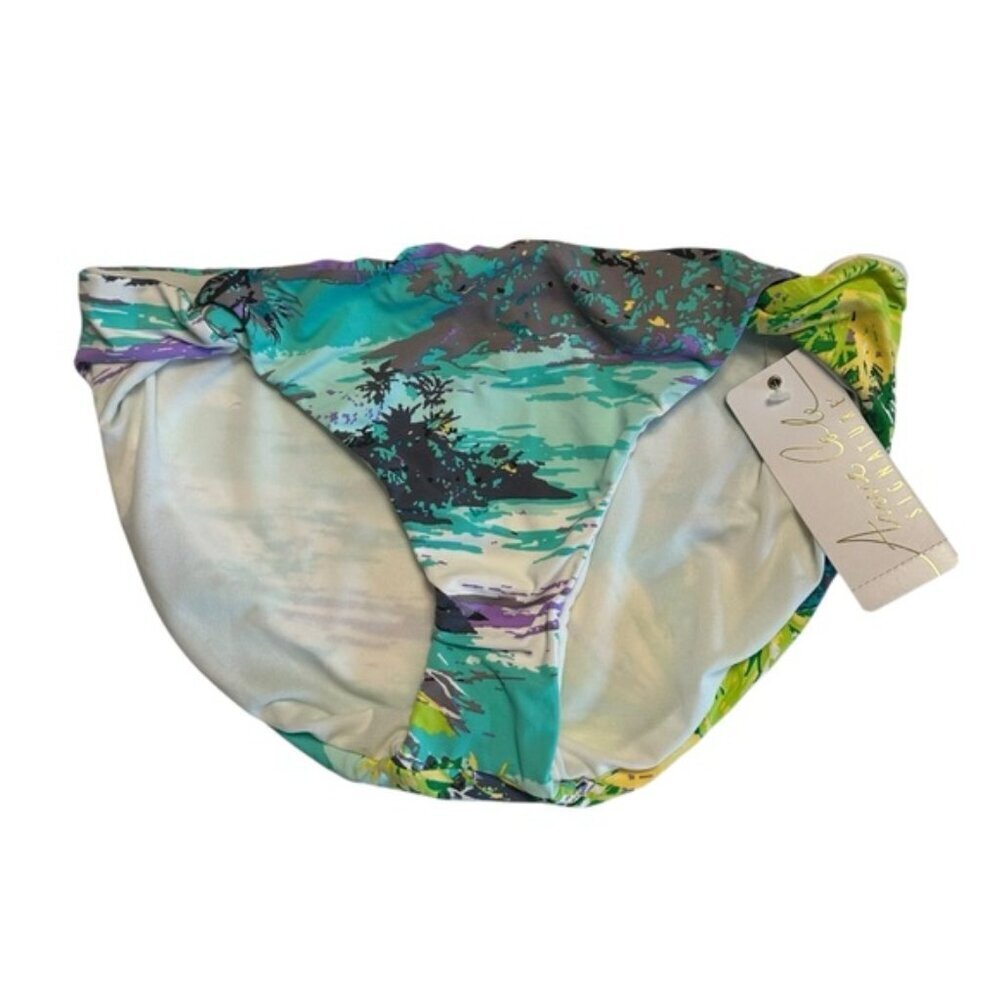 NWT Anne Cole | Green & Yellow Bikini Bottom Size Medium - Picture 1 of 4